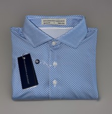 Holderness Bourne The Davis Shirt Men s S Geometric Stretch Golf Skye Blue