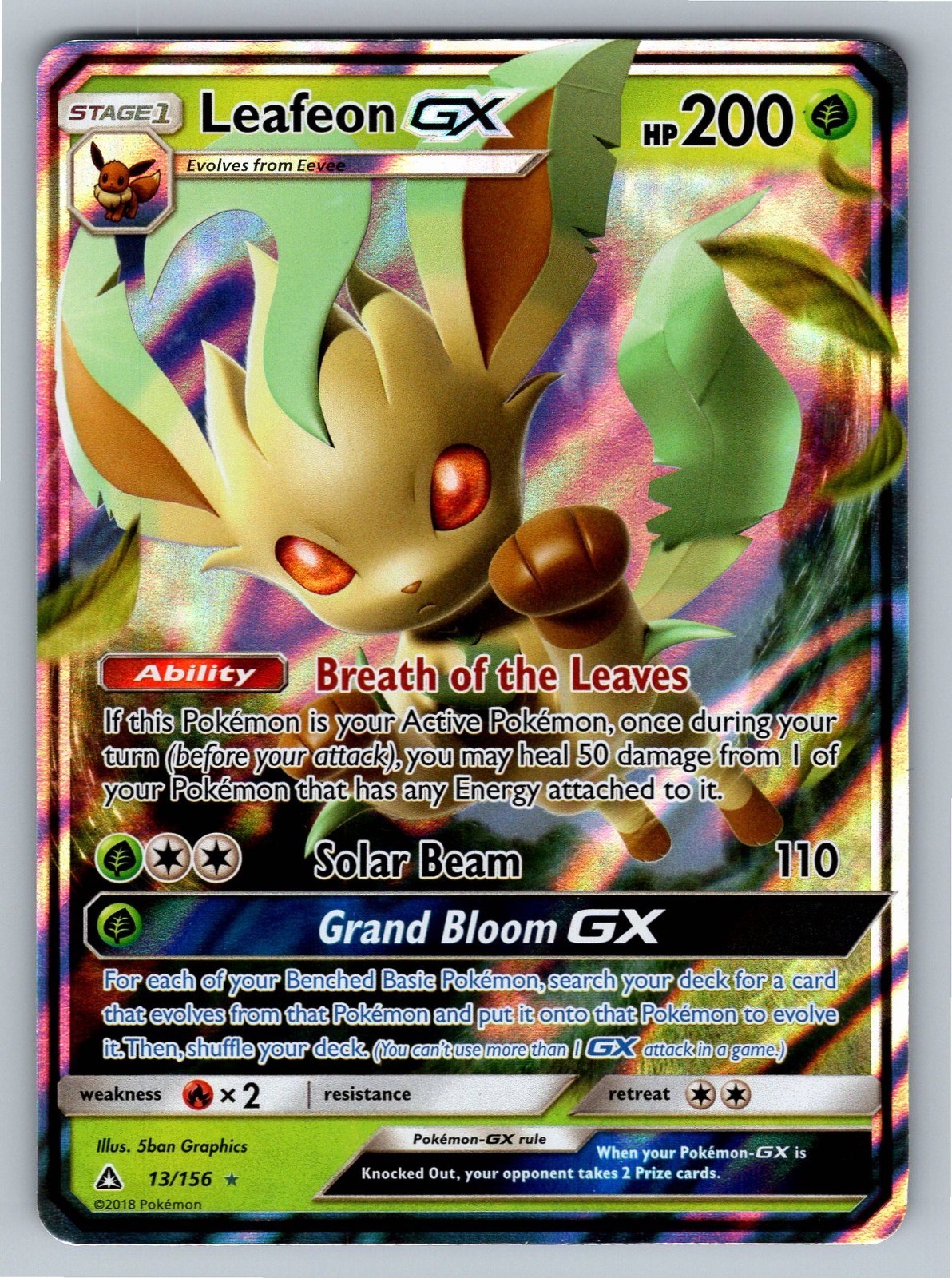 Leafeon GX Ultra Rare SM - Ultra Prism 13/156 LP