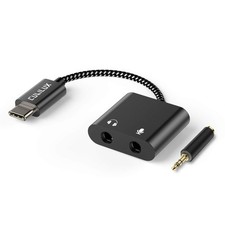 USB C to TRS Headphone Microphone Splitter, Type C to 3.5mm Audio MIC Adapter...