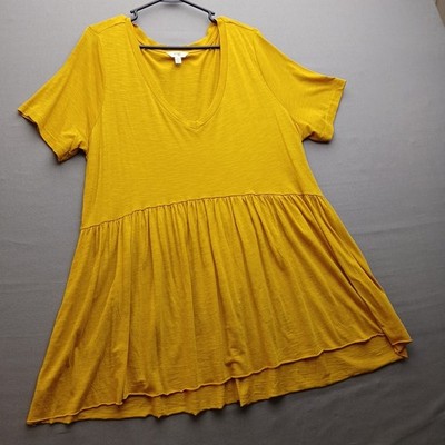 terra & sky 1x Ladies Tunic Style Top Autumn Gold Solid