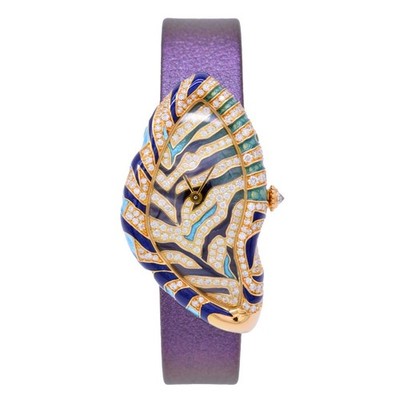 Cartier Crash Tigrée 4441 HP101529 18K Yellow Gold Diamond Enamel 