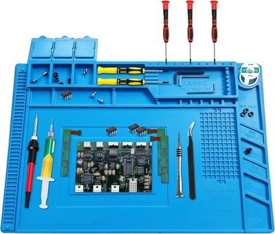 Magnetic Solder Work Mat 17.7x11.8 Heat Proof Repair Pad Blue