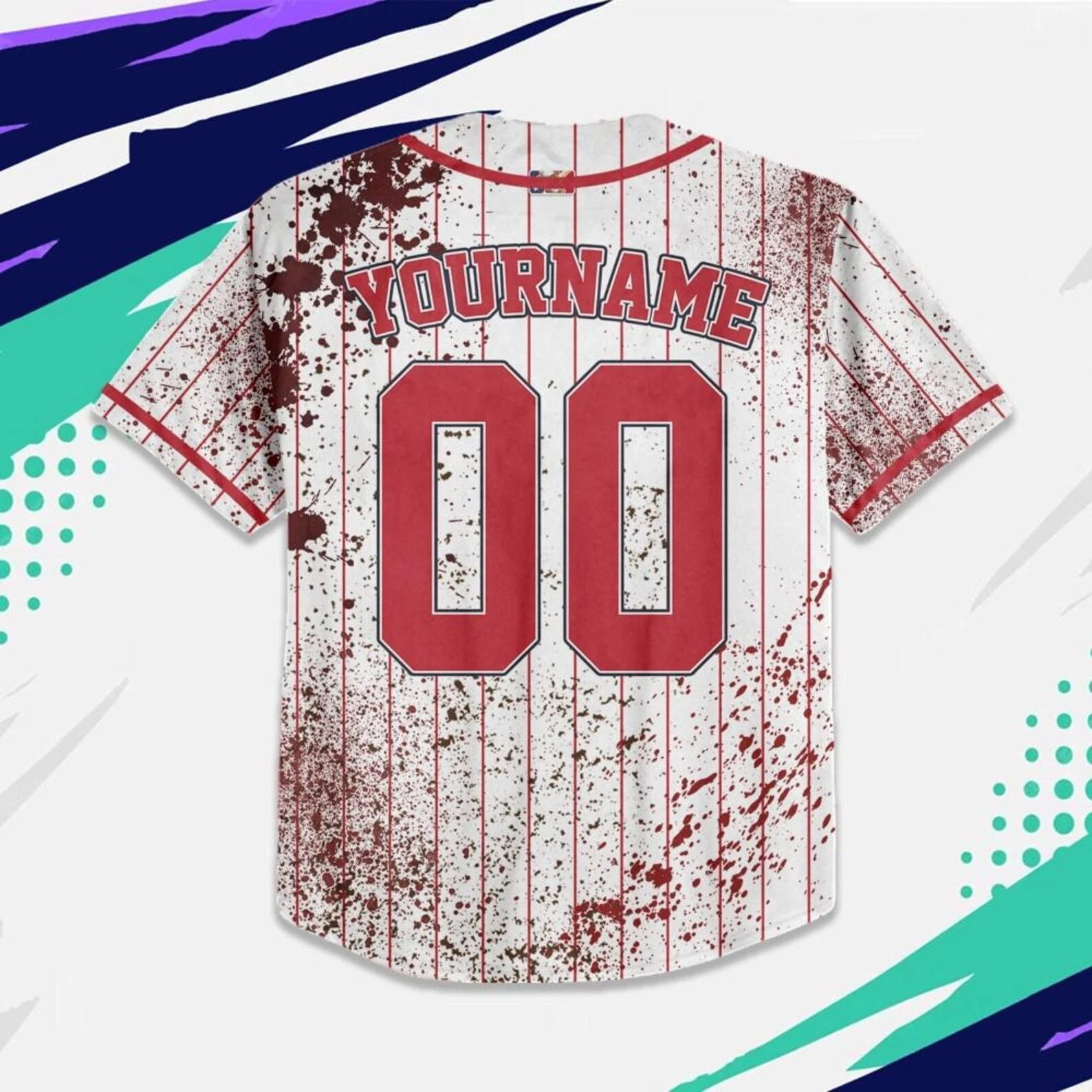 Personalized Zombie Blood Red Halloween Baseball Jersey