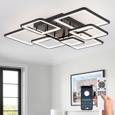 Moderne LED Deckenleuchten 90cm schwarz 7-eckig Design 3000K-6500K LED