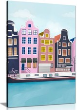 Amsterdam Framed Canvas Print, Pictures for Home Walls Decor