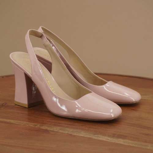 Stuart Weitzman Curveblock 85 Tacones Cordones Bloque Charol Rosa Talla 7B