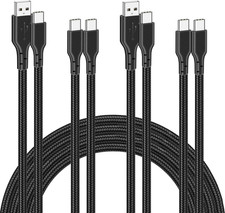 4-Pack Braided 60W Fast Charging Cables 2 USB-A to USB-C, 2 USB-C to USB-C , 3.