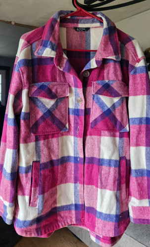 Member's Mark burgundy, blue, white shacket. Size Medium, great for fall!