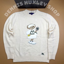 Polo Ralph Lauren Tennis Polo Bear Crewneck Sweater White Women's Small NWT Bid.