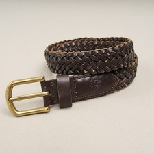 Brooks Brothers Braided Leather Belt Boys 24 Brown Brass Buckle