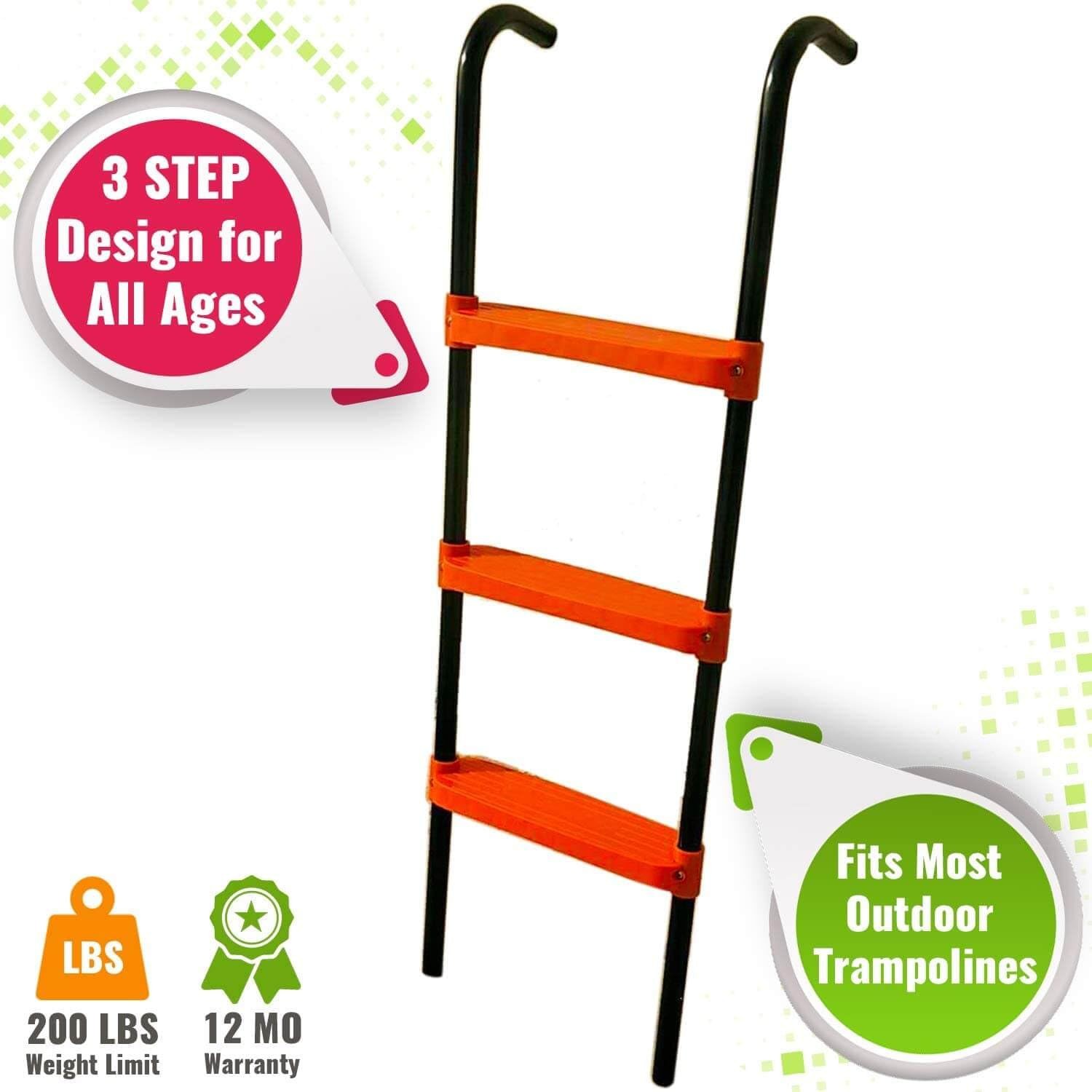 N1Fit Trampoline Ladder - 40x14 Universal Trampoline 3 Step Ladder for Kids -...