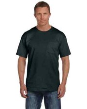 Fruit Of The Loom Men's Short Sleeve HD Cotton Pocket Black Tee-Shirt 3XL 4set