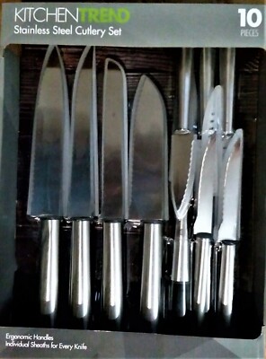 Kitchen Trend Stainless Steel Cutlery Set 10 Pcs Individual Sheaths -Brand New