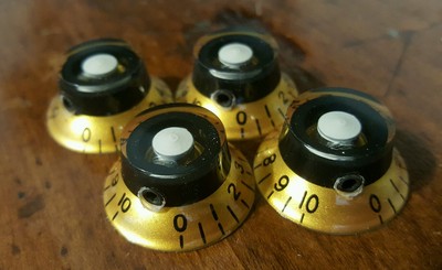 4 Guitar Set Screw Top Hat Volume/Tone knobs... Gold/Black/White...  JAT C.G.P 
