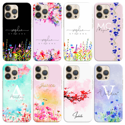 Personalisierte Hülle Name Initialen Silikon Cover für iPhone 12 11 13 Pro Max 15 14