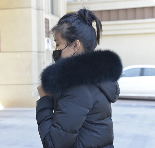 Women Men 100% Natural Fox Fur Collar Scarf 90*15cm Real Fur Trims Detachable - Picture 17 of 48