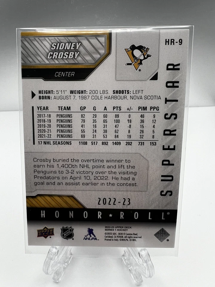2022-23 Upper Deck Series 1 - Honor Roll #HR-9 Sidney Crosby - Image 2 of 2