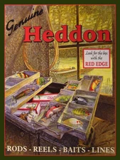 Vintage Heddon fishing tackle ad reproduction metal sign fishing decor
