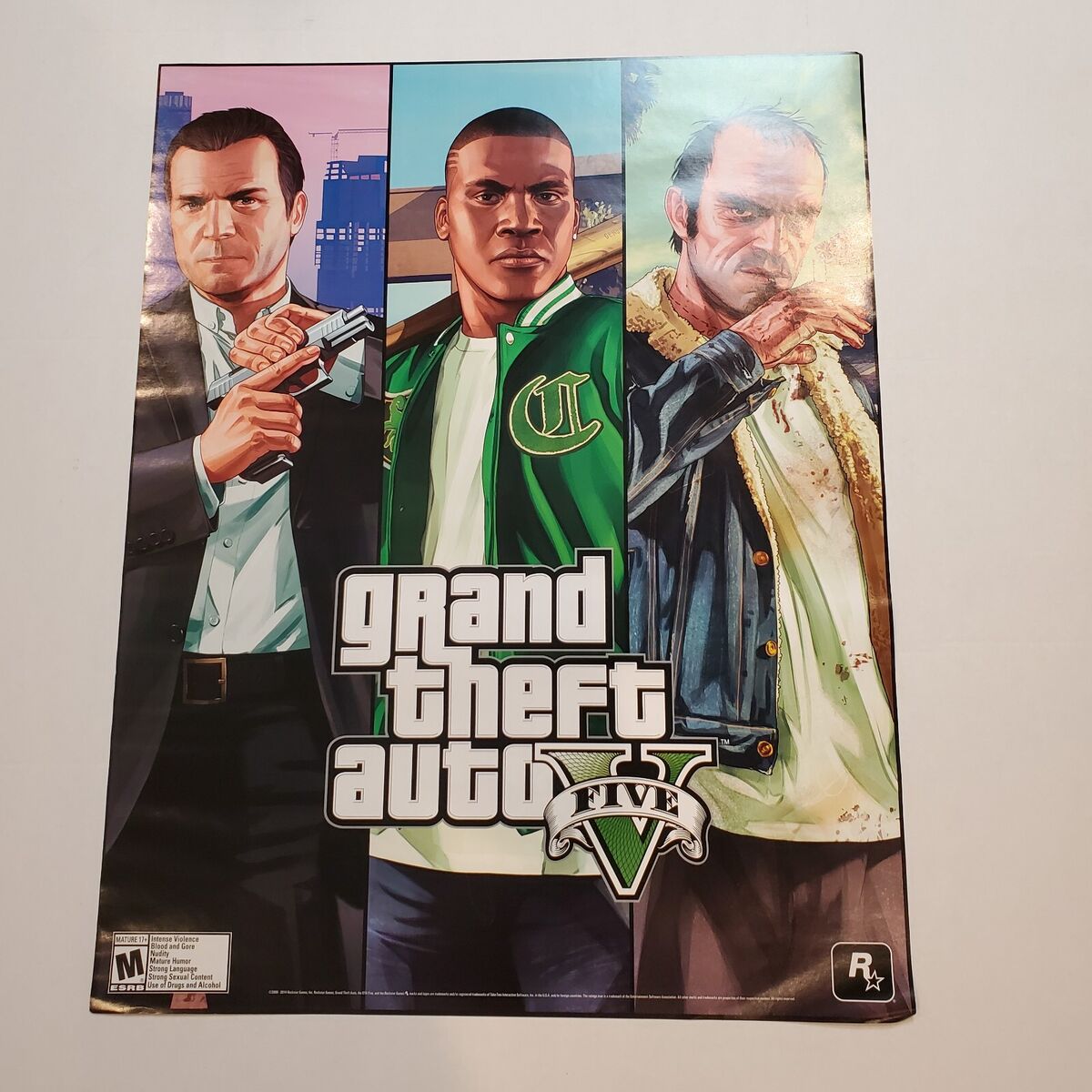 Grand Theft Auto GTA 5 Game Store Double Sided Promo Poster Spring 2013 RARE