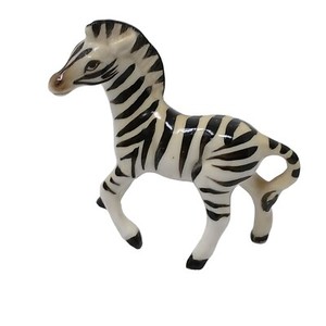 Vintage Ceramic Zebra Figurine 2" Long Miniature Detailed Porcelain Safari #WS-2