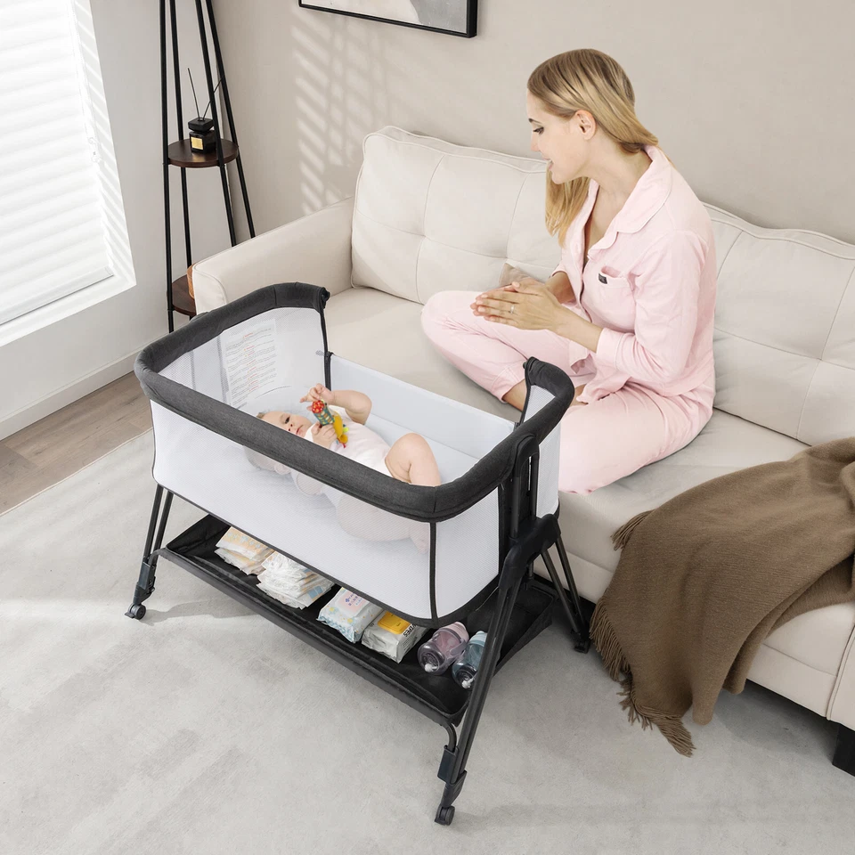 Easy Folding Portable Baby Crib Bedside Sleeper for Baby Adjustable Baby Bed - Image 4 of 4
