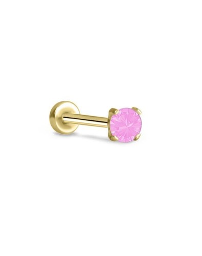 Threadless Labret Nose Ring Monroe Push Pin Yellow Gold Steel 2.5mm Prong CZ - Picture 6 of 14