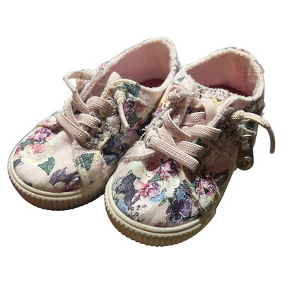 Blowfish Malibu Kid Size Camile Pink Floral Lace Up Zipper Sneaker Girls 