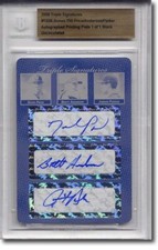 DAVID PRICE * Brett ANDERSON * Jarrod Parker Autograph Rookie Auto Plate BGS 1/1
