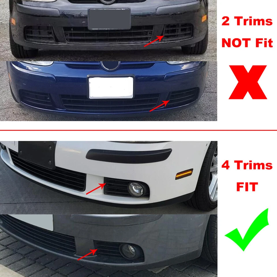 White Halo Ring Fog Light Grille L&R For VW Golf Mk5 Rabbit 06-09 - Image 3 of 4