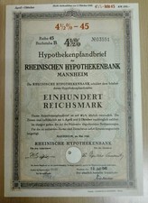 Historisches Wertpapier/Hypotheken-Pfandbrief 100RM Rheinische Hypothekenbank