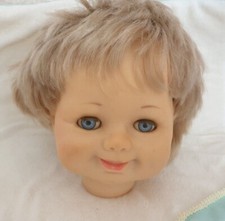 Puppenklinik  Alte "Schildkröt " Puppen Gummi Kopf 17cm Schlafauegen 60-Jh.