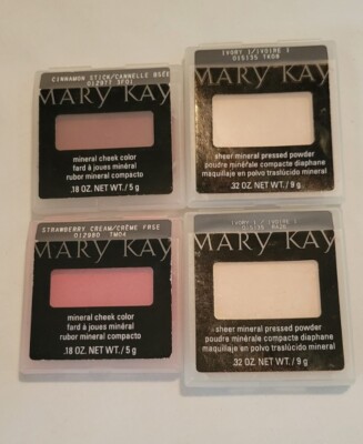 4 Mary Kay Cheek Color Cinnamon Strawberry Sheer Mineral Pressed Powder Ivory F3