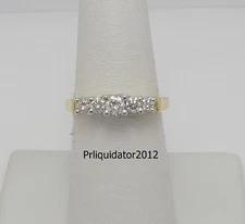 1/2CT Natural Diamond Shared Prong Anniversary Wedding Band Ring 18K Yellow Gold