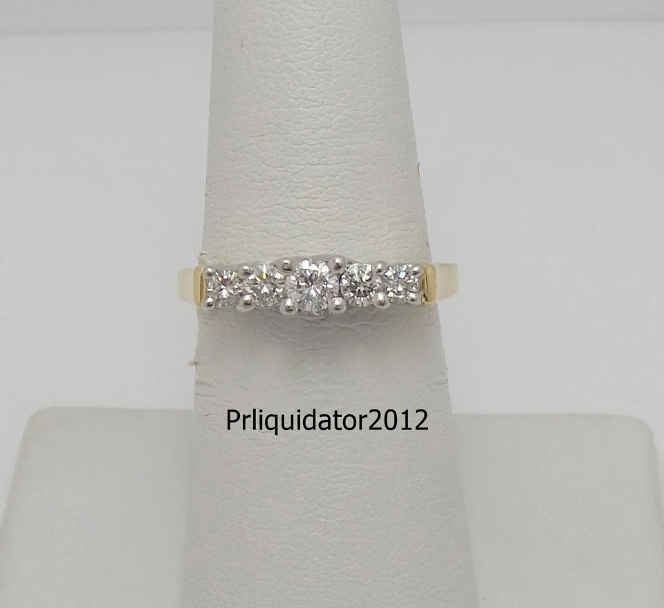 1/2CT Natural Diamond Shared Prong Anniversary Wedding Band Ring 18K Yellow Gold - Image 2 of 4