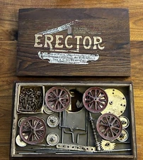 Vintage Original A C Gilbert Wooden Boxed Erector Construction Set