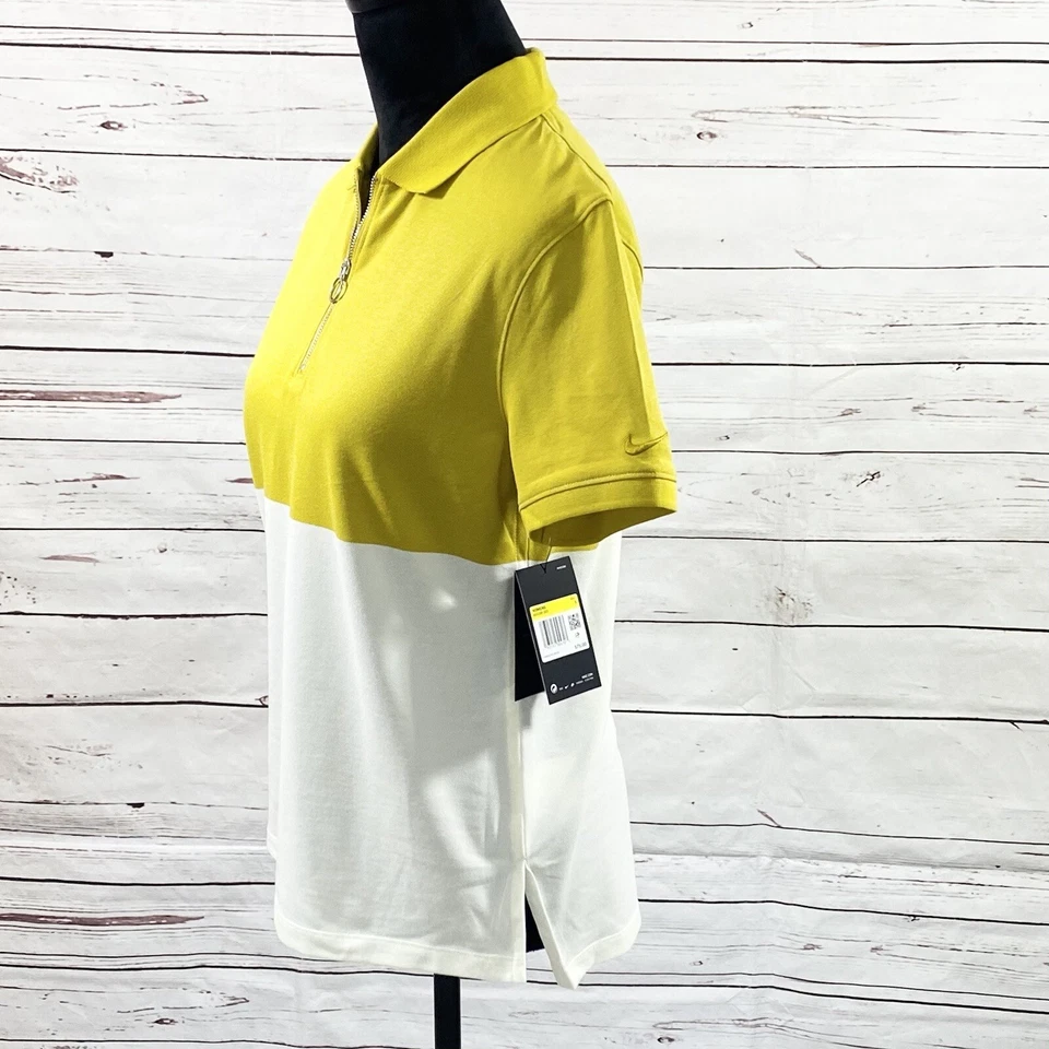 Nike Dri-Fit Amarillo Mujer Golf Polo Blanco Multi BV0186-393 Talla S Nuevo Foto 4 de 4