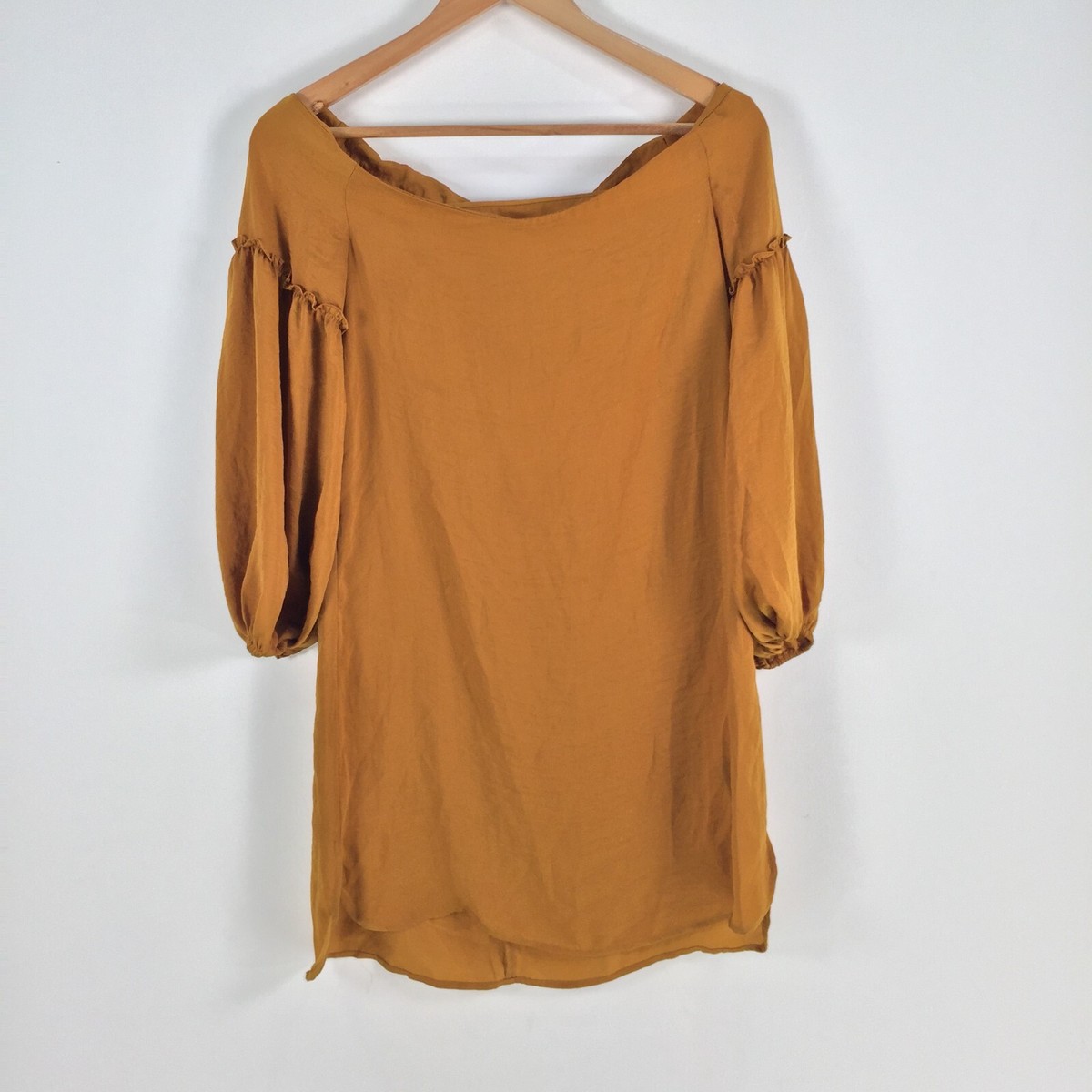Bardot womens dress size shift off the shoulder mustard yellow