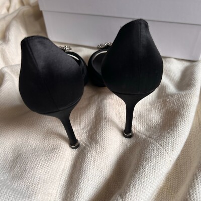 Manolo Blahnik Cassiado d'Orsay Crystal Pump Open Toe 90 mm Black