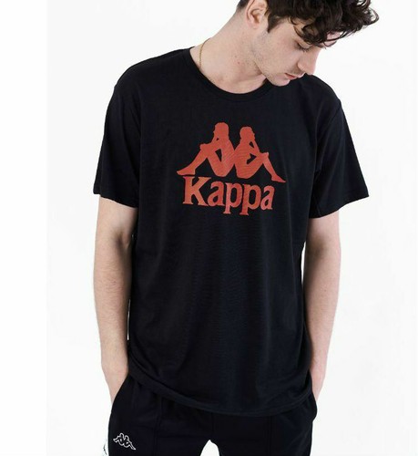 Kappa Mens T-Shirt Black Red Retro 