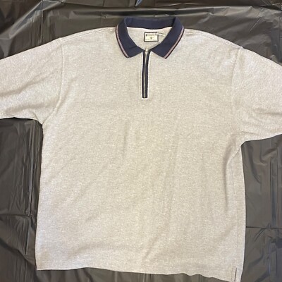 Bugle Boy Large Short Sleeve Fleece Pullover in Grey 1/4 Zipper 