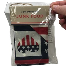 2 Pack Junk Food Men's Red White Blue Bandanas New