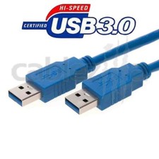 USB 3.0 A Male to A Male 10FT Cable Blue