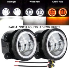 For Jeep Wrangler 2007-2009 Pair 4 Round Led Bumper Fog Lights Drl