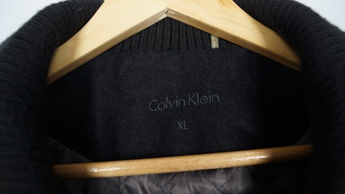 CALVIN KLEIN Men's Coat Size XL Black Wool High Neck Full Zip Pockets s11210 - Picture 6 of 8