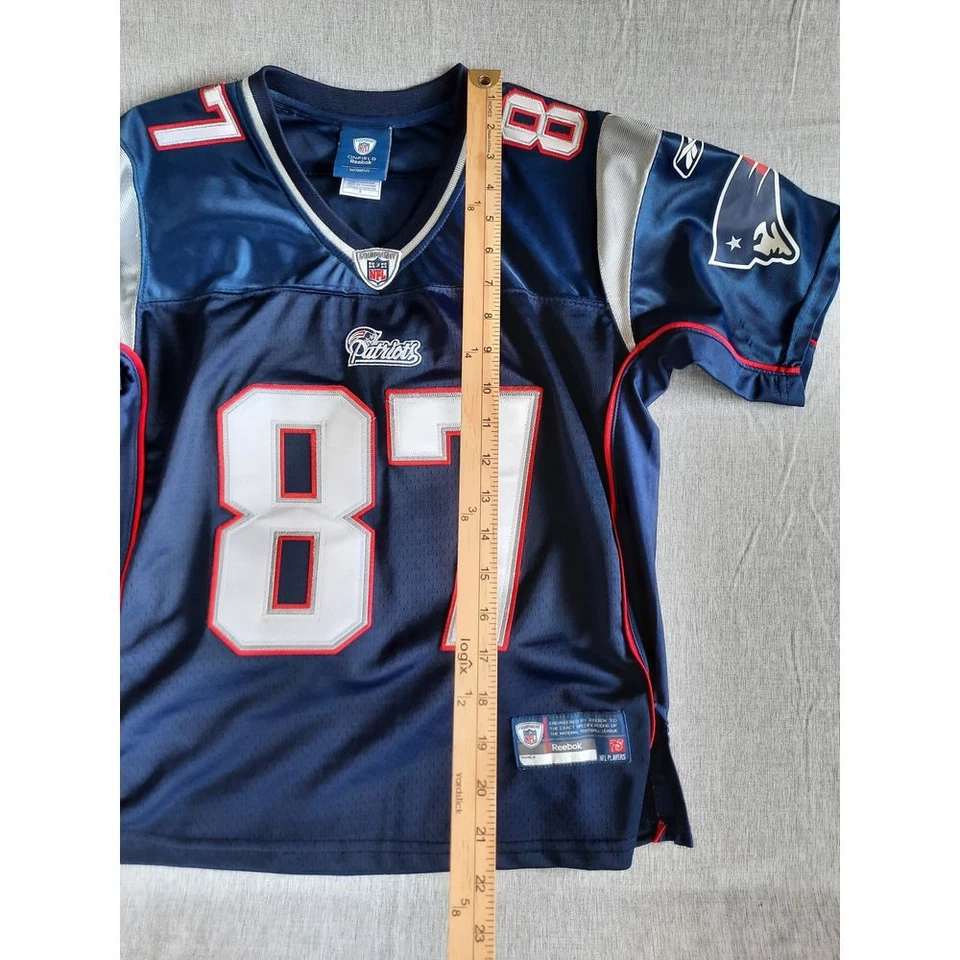 Camiseta para mujer Reebok Onfield pequeña logotipo artístico NFL Patriots Gronowski 87 malla Foto 2 de 4