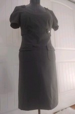 Tahati By Arthur Levine Grey Fitted Empire Waist A Line Pocket Dress Size 6