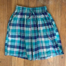 Vintage Plaid Cotton Shorts Womens Size XS 23-26" Waist 1980s High Waist Tartan