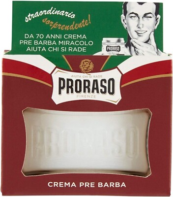 Proraso Cream Pre Beard 3.4oz Barbe Hard With of Oil Sandal And Karite' (Red)