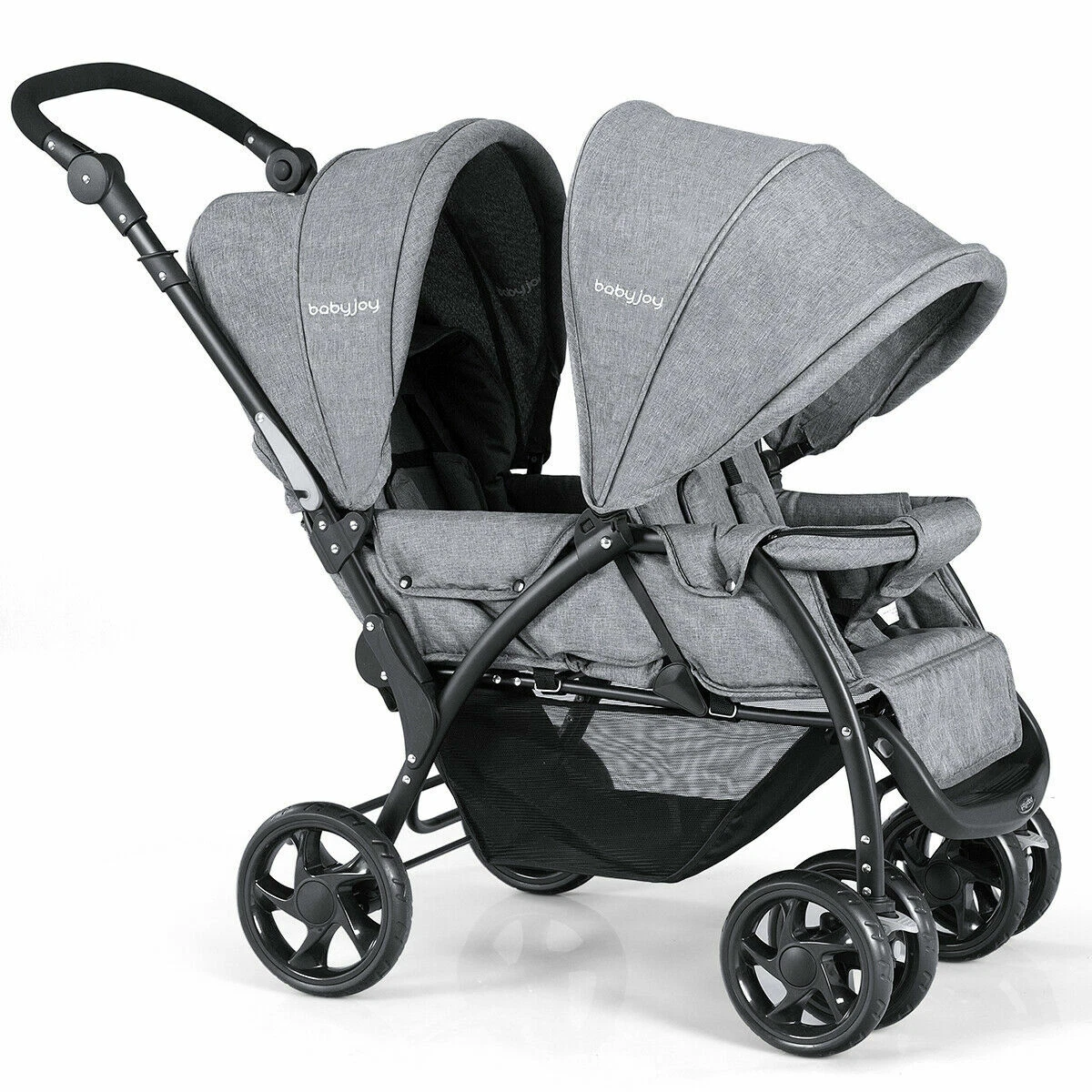 Folding Double Baby Stroller Stand On Front Back Seats Infant