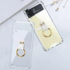 For Samsung Z Flip 7/6/5/4/3 5G Shockproof Rubber Clear Ring TPU Slim Case Cover